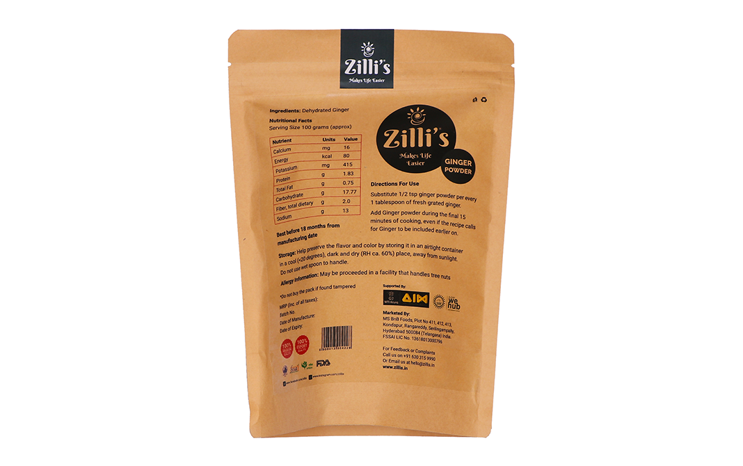 Zilli's Ginger Powder    Pack  250 grams